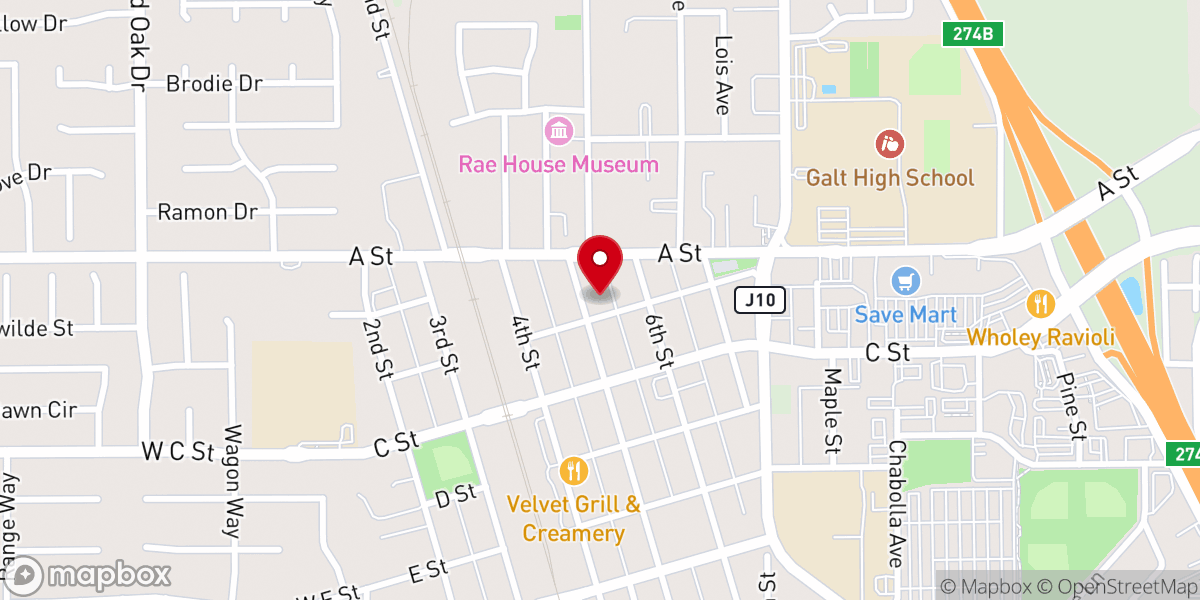 Map showing location of Bayside in Galt
