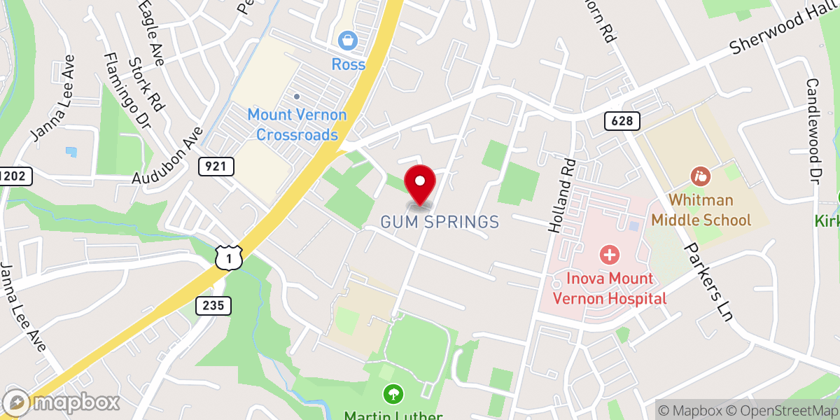 Map showing location of Harvest Assembly Baptist Church