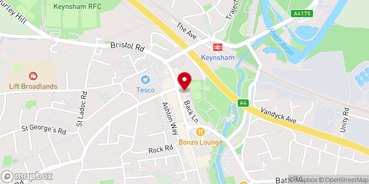Map showing location of Keynsham Baptist Church