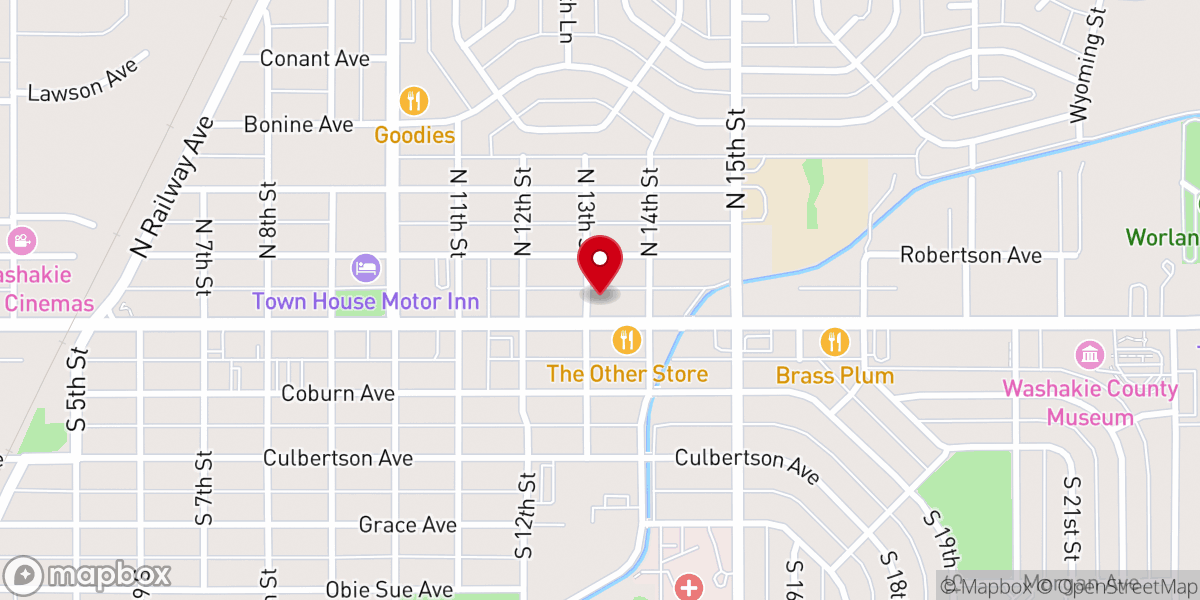 Map showing location of Worland United Methodist Church
