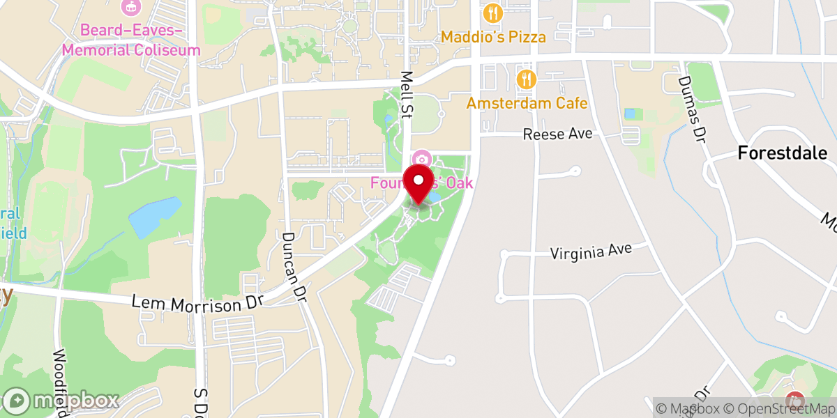 Map showing location of Donald E. Davis Arboretum