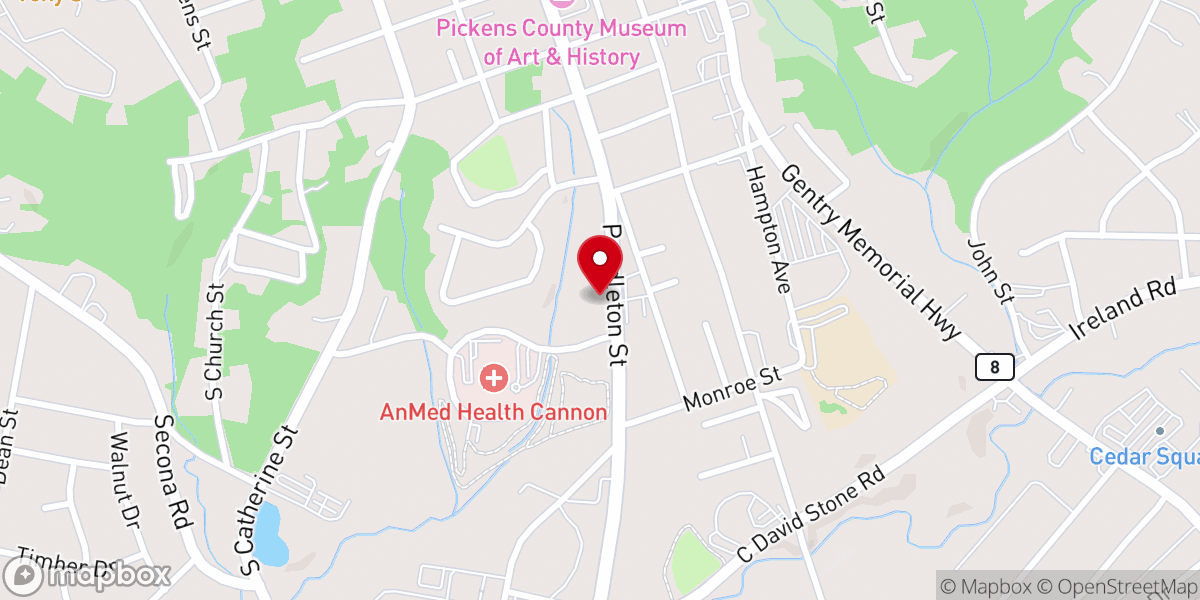 Map showing location of Pickens Twelve Mile Baptist