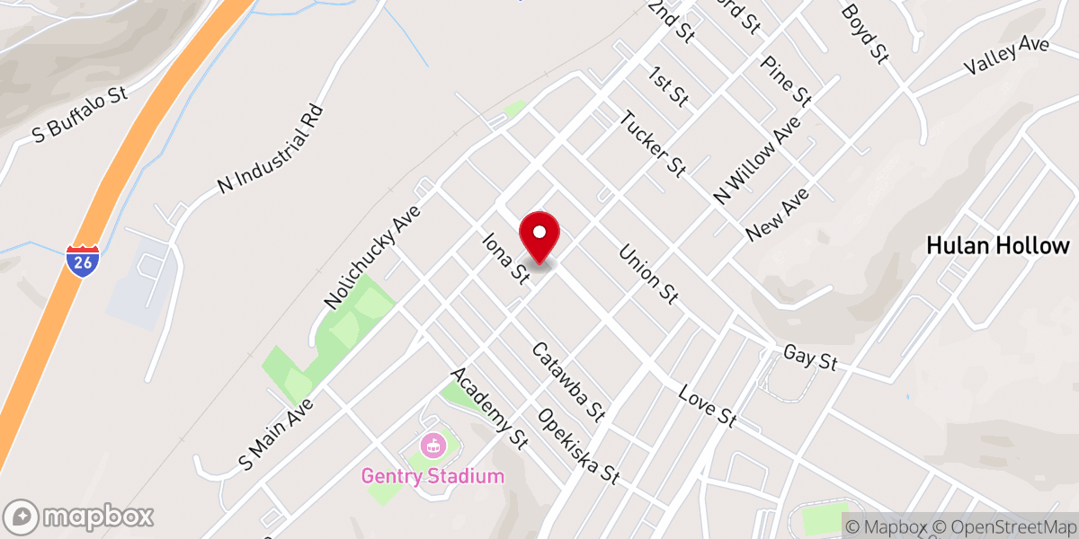 Map showing location of Erwin Utilities