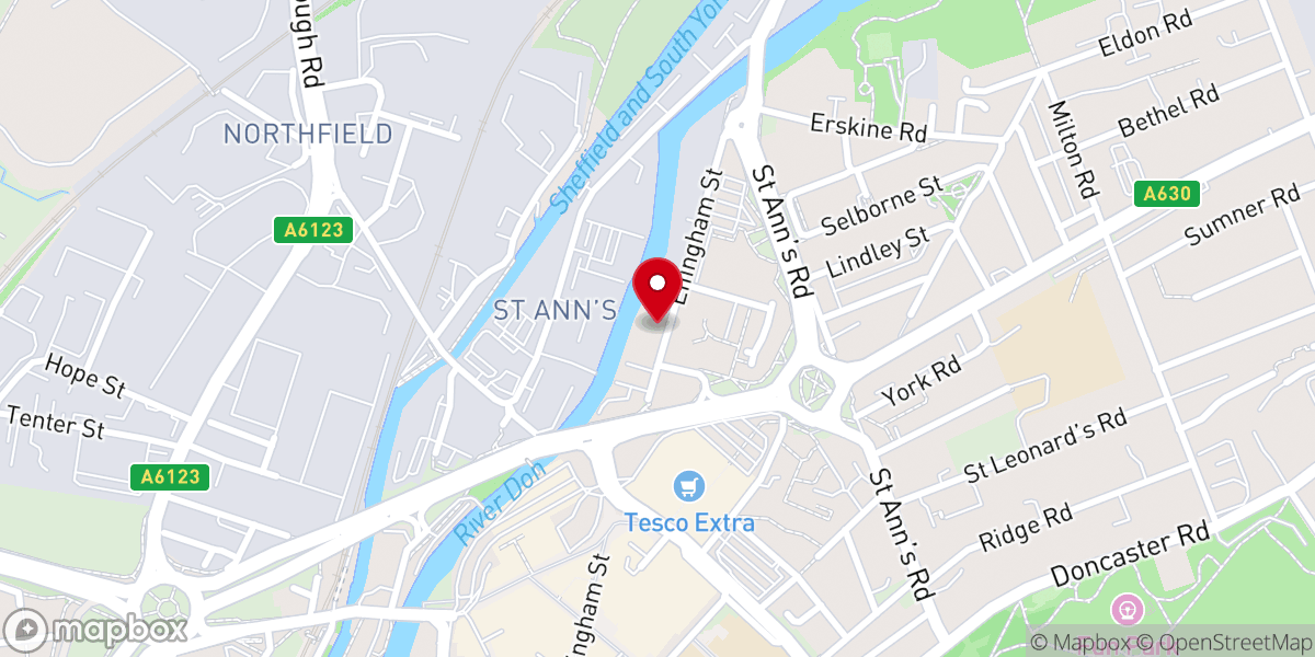 Map showing location of Elim Christian Centre: Rotherham