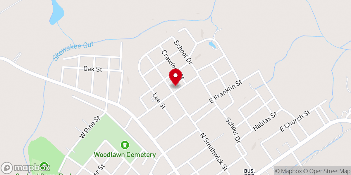 Map showing location of First Christian Church