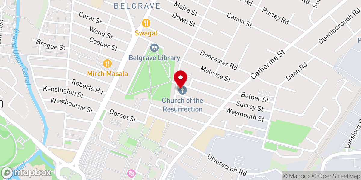 Map showing location of Church of the Resurrection