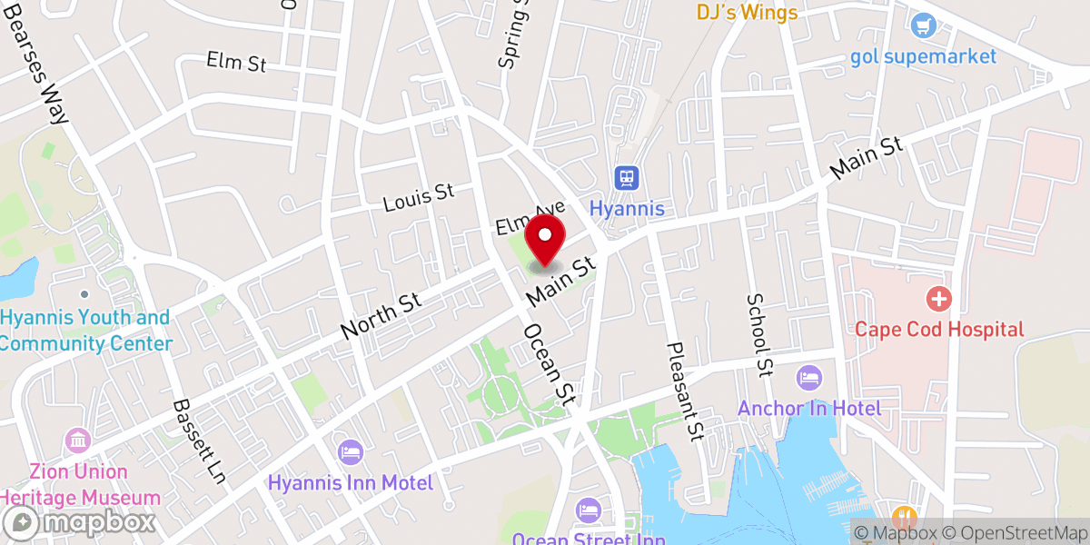 Map showing location of The Federated Church of Hyannis