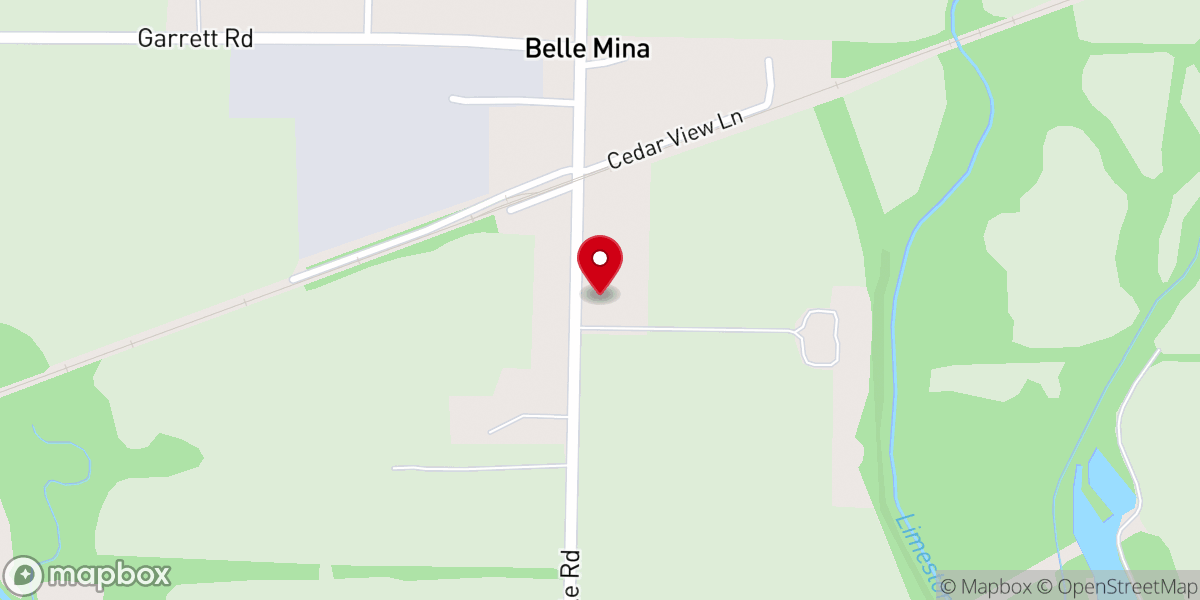 Map showing location of Belle Mina Methodist Church