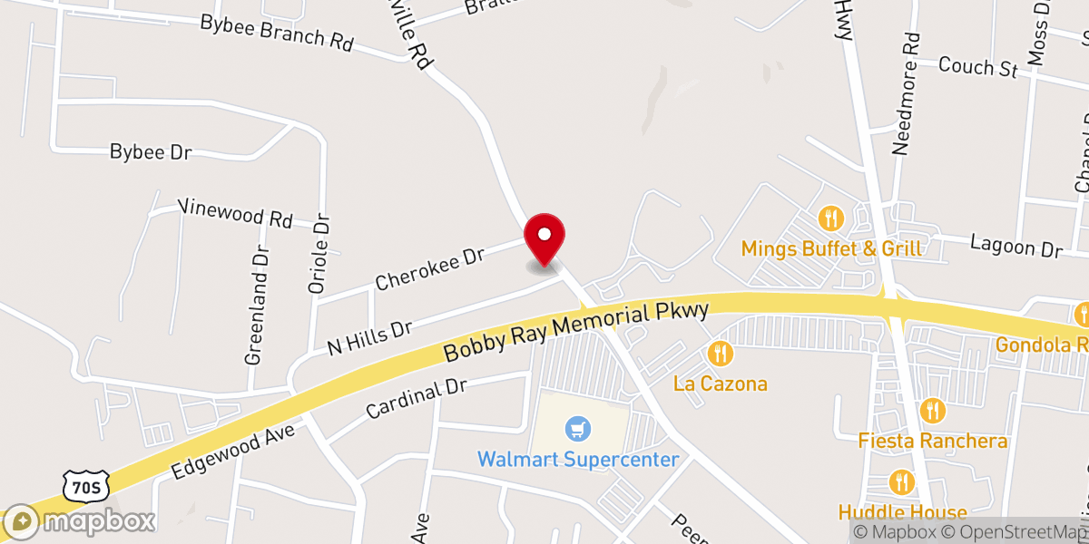Map showing location of Church of God of Prophecy