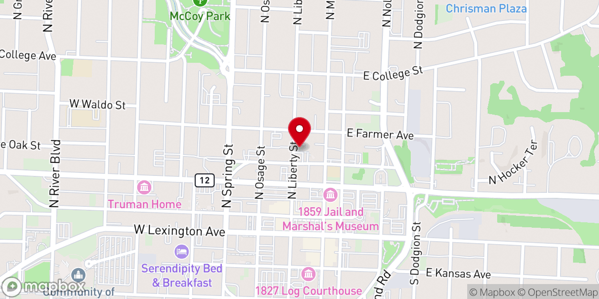 Map showing location of Trinity Episcopal Church of Independence, MO