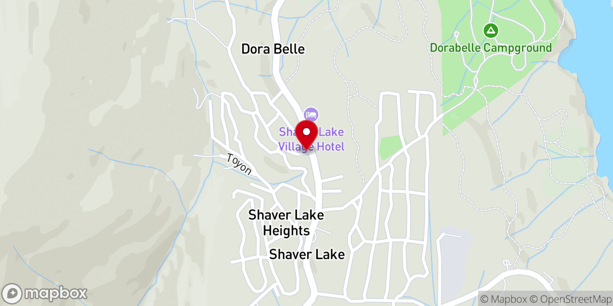 Map showing location of Shaver Lake, California