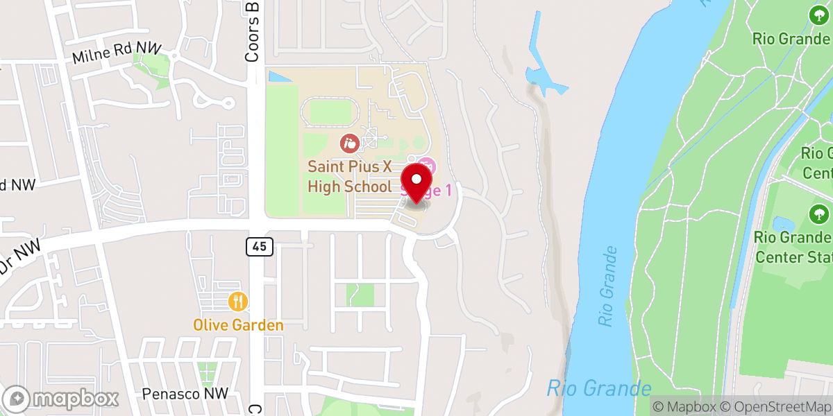 Map showing location of Pastoral Center, Archdiocese of Santa Fe