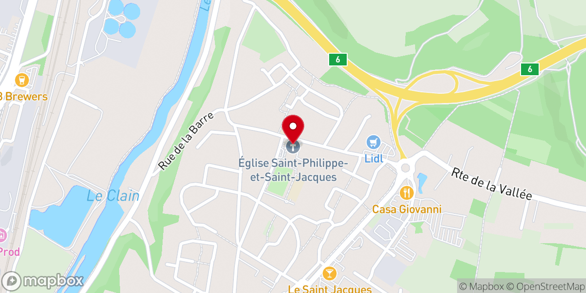 Map showing location of Église Saint Jacques - Saint Philippe de Buxerolles