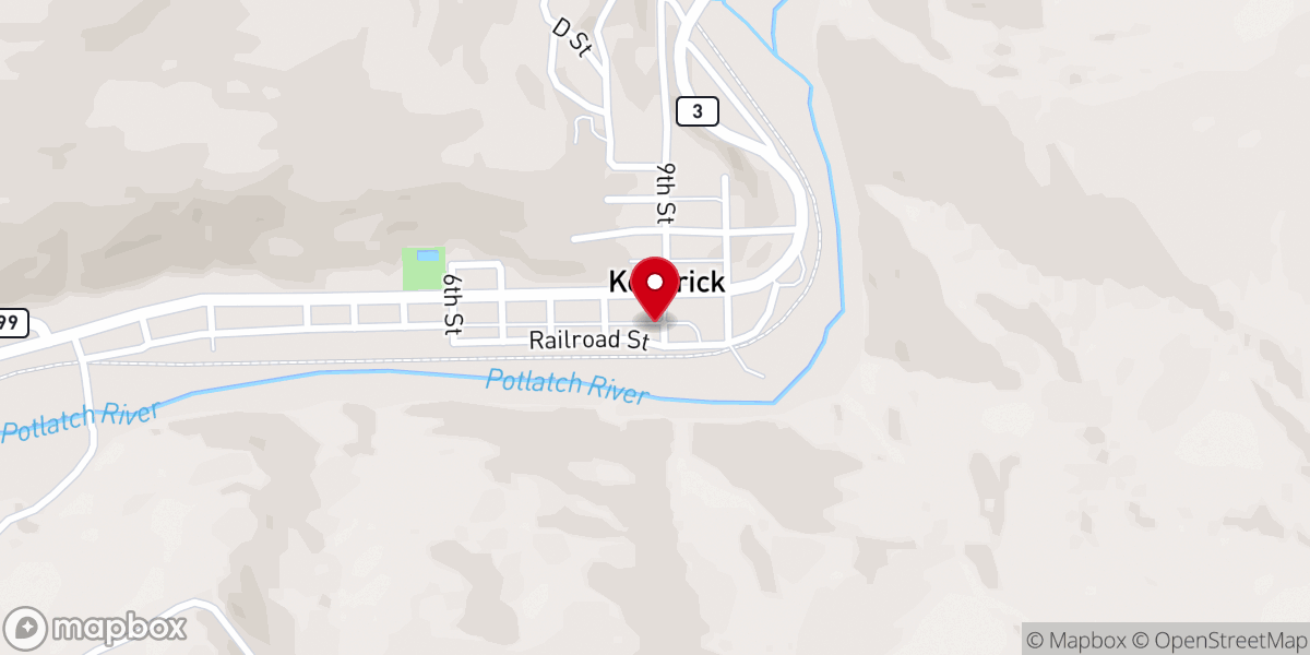 Map showing location of Kendrick City Hall
