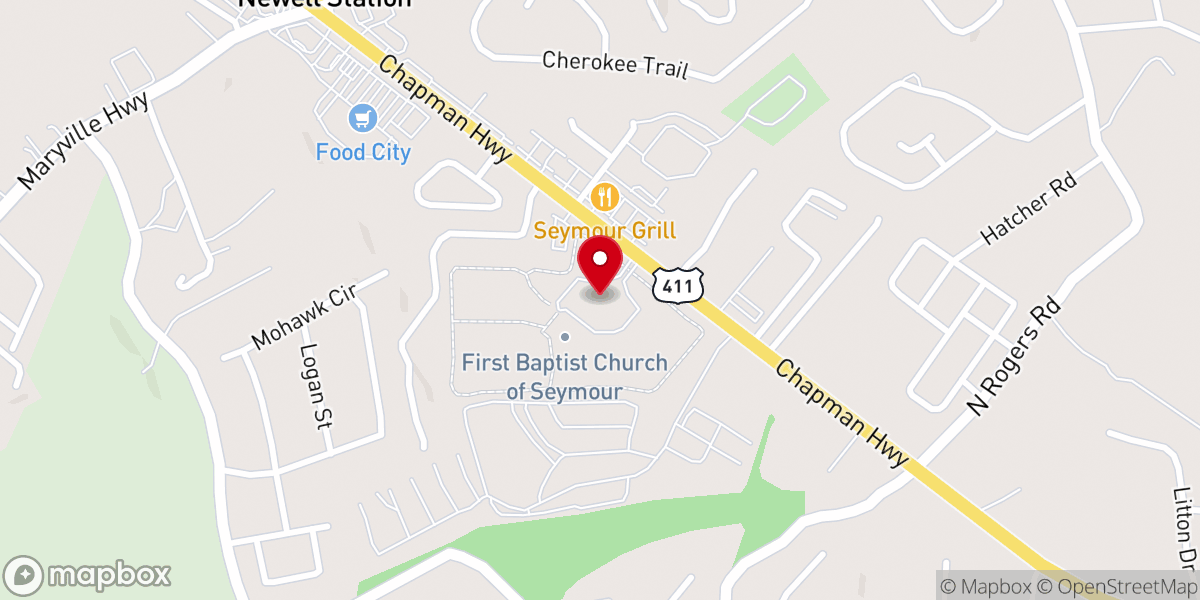 Map showing location of First Baptist Church Seymour