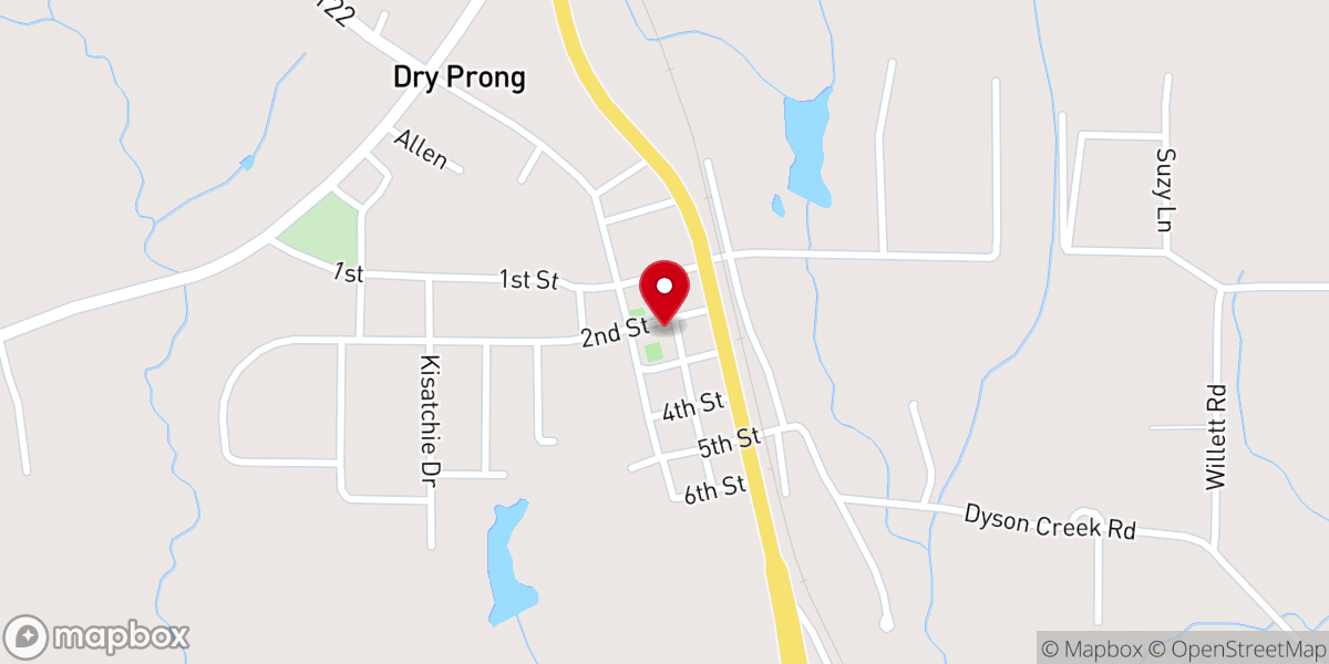 Map showing location of Dry Prong Mayor Office