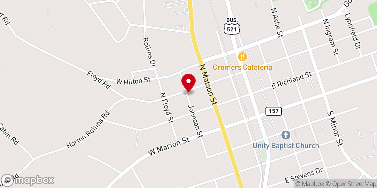Map showing location of Mt. Calvary Outreach Center