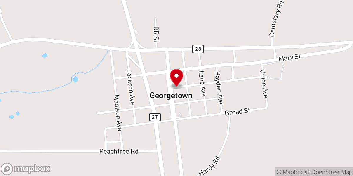 Map showing location of Georgetown