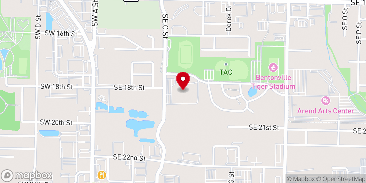 Map showing location of Ozark Baptist Church