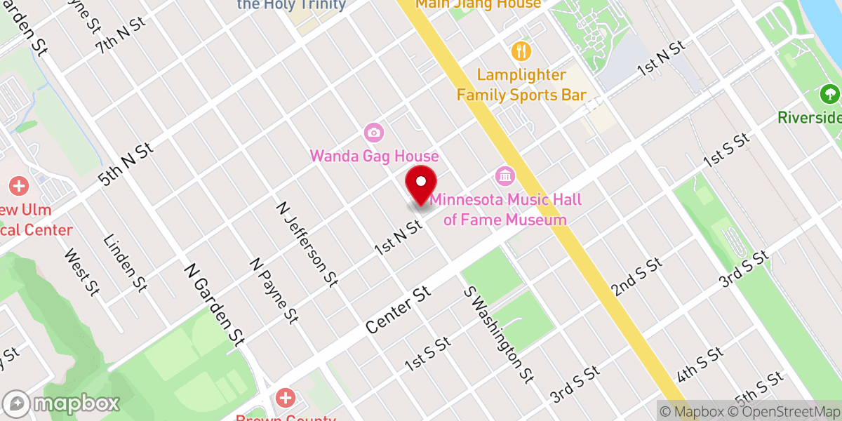 Map showing location of River Valley Christian Church of New Ulm