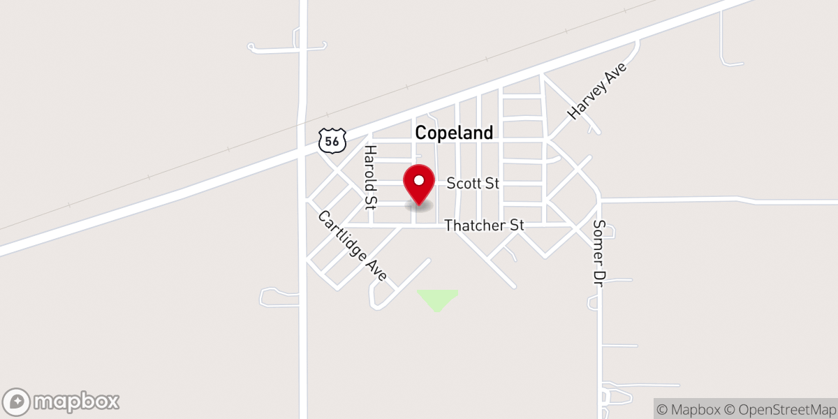 Map showing location of Copeland Methodist Church