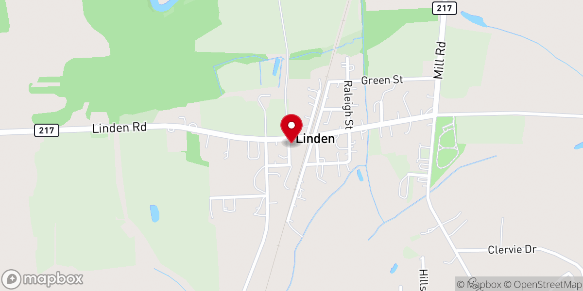 Map showing location of Linden Town Hall