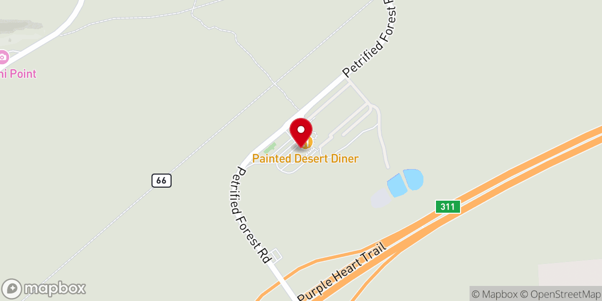 Map showing location of Painted Desert Visitor Center