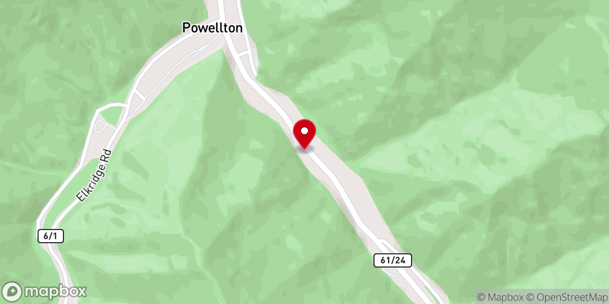 Map showing location of Powellton United Methodist Church