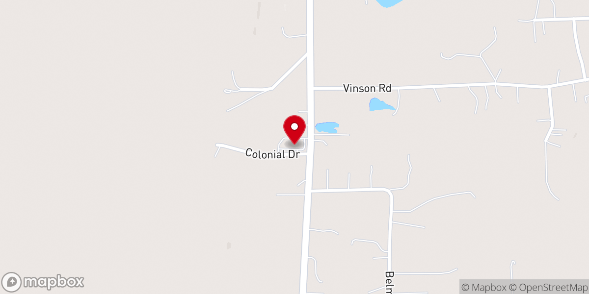 Map showing location of Victory Baptist Church
