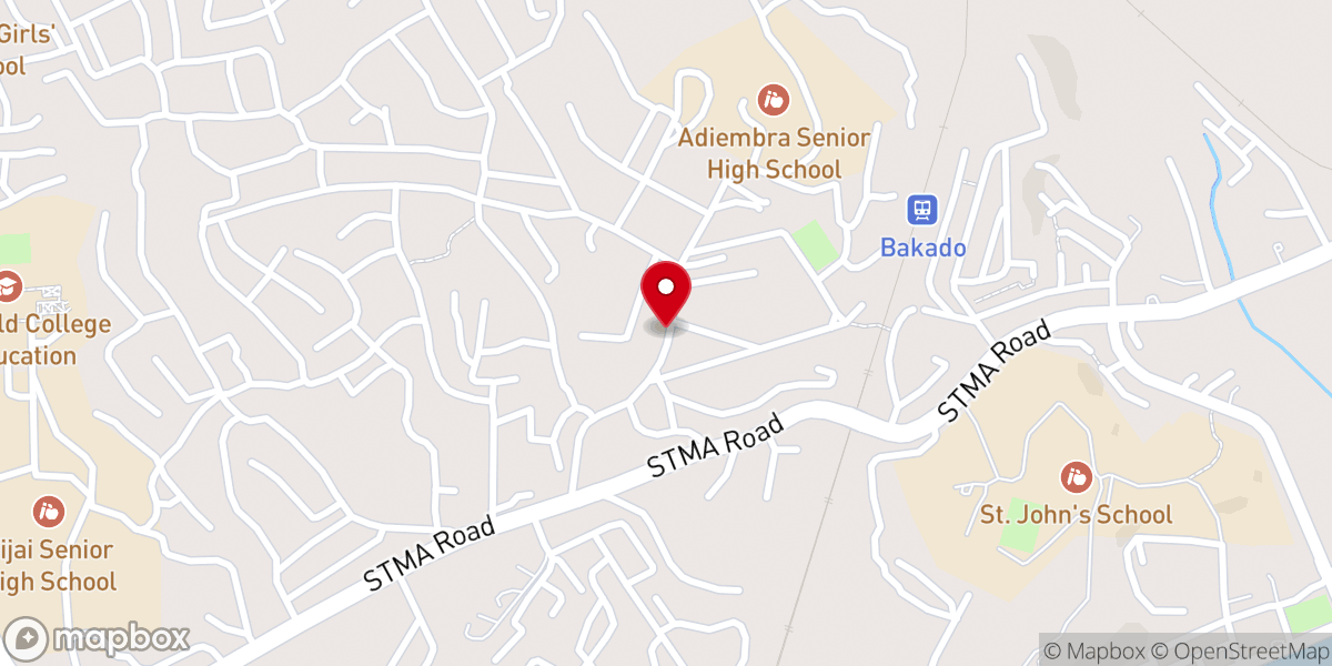 Map showing location of Mt Oliveth Methodist Church - Adiembra