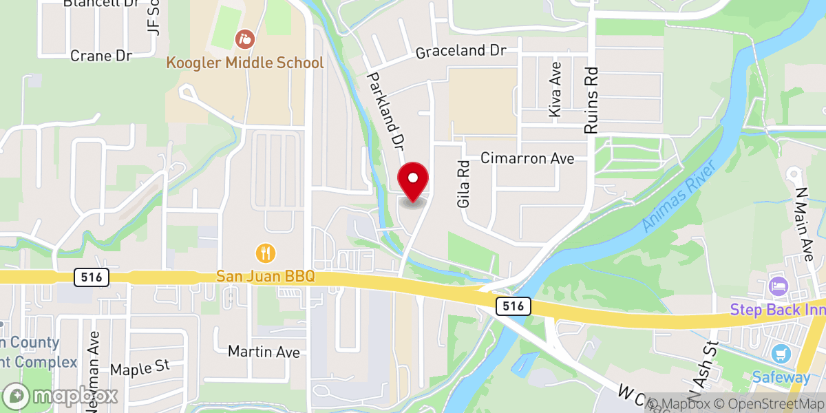 Map showing location of Bethel Baptist Church Aztec, NM