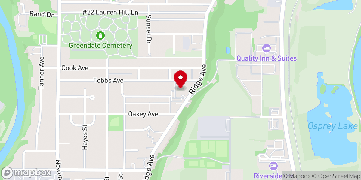 Map showing location of First Baptist Church Lawrenceburg/Greendale