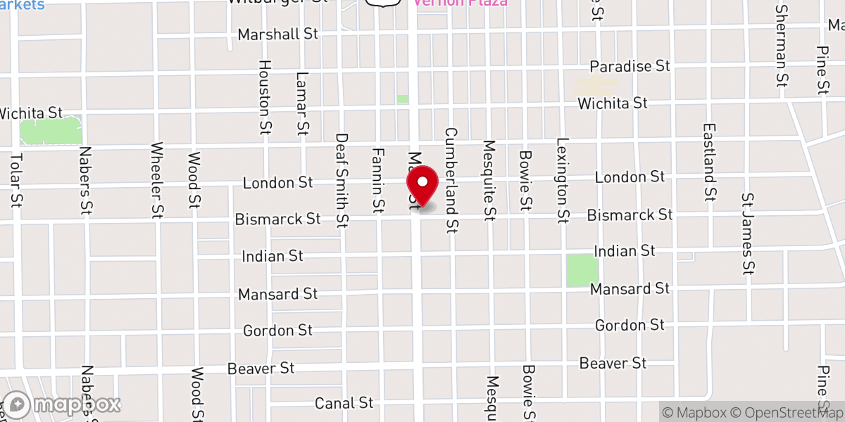 Map showing location of Fred's Corner Grille
