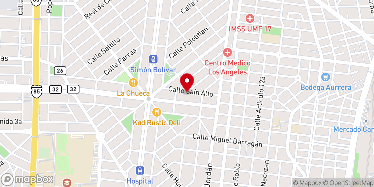 Map showing location of Iglesia Bautista Sinai de Monterrey