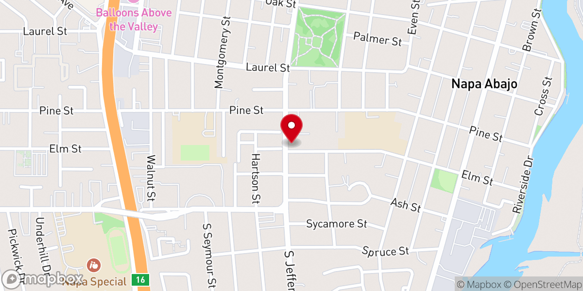 Map showing location of Napa Valley Lutheran Church