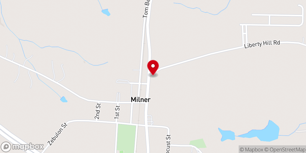 Map showing location of Milner United Methodist Church