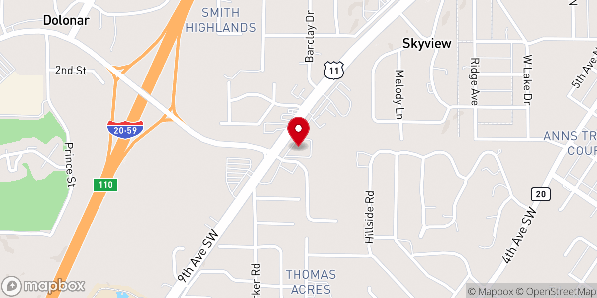 Map showing location of Bessemer Alabama Family History Center