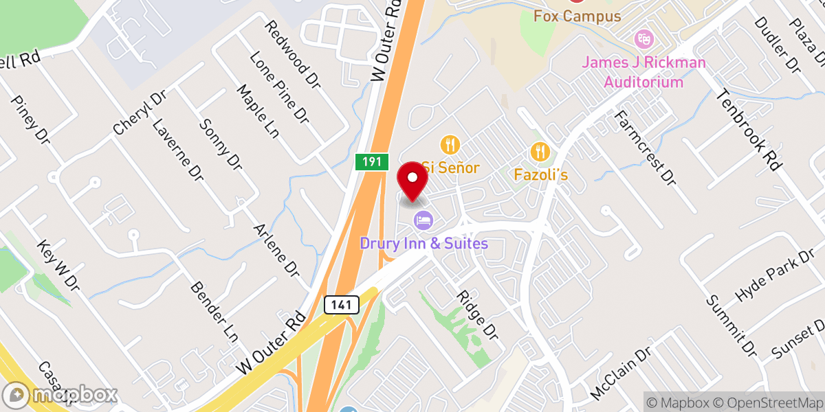 Map showing location of Pear Tree Inn St. Louis Arnold