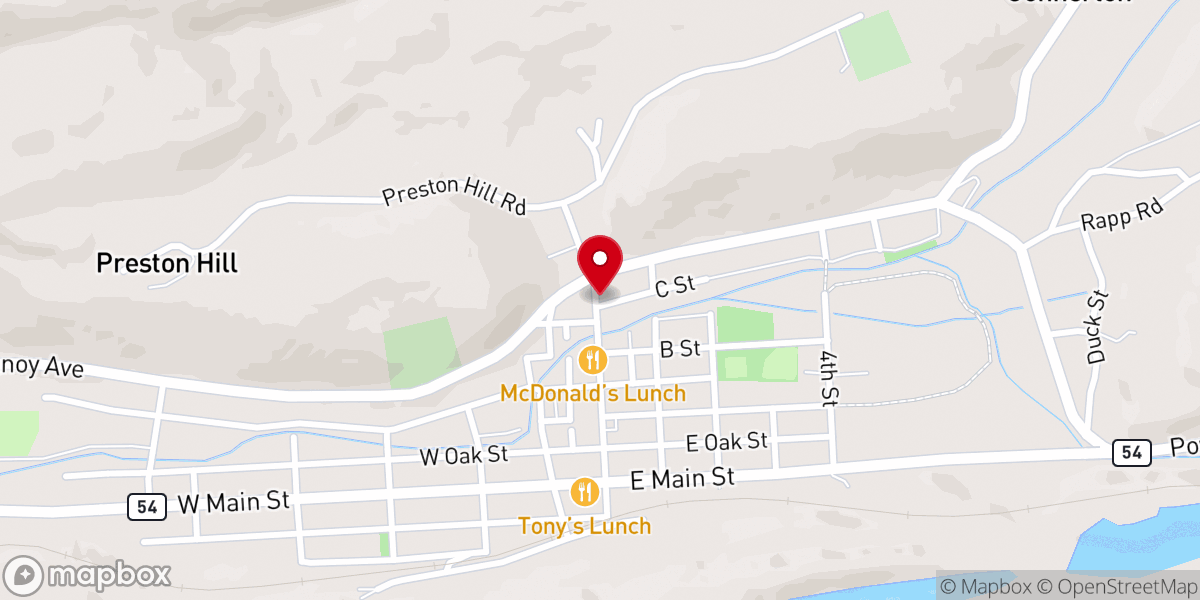 Map showing location of St. Vincent de Paul Church