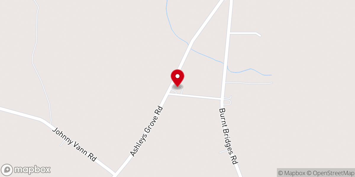Map showing location of Ashley's Grove Baptist Church