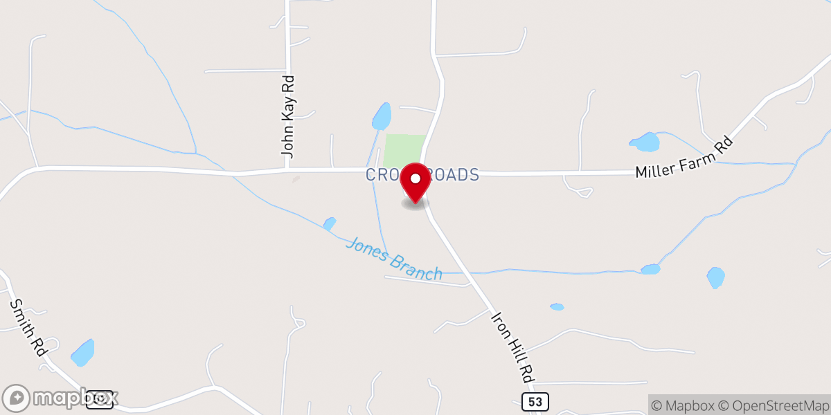 Map showing location of Bethel Crossroads Baptist Church