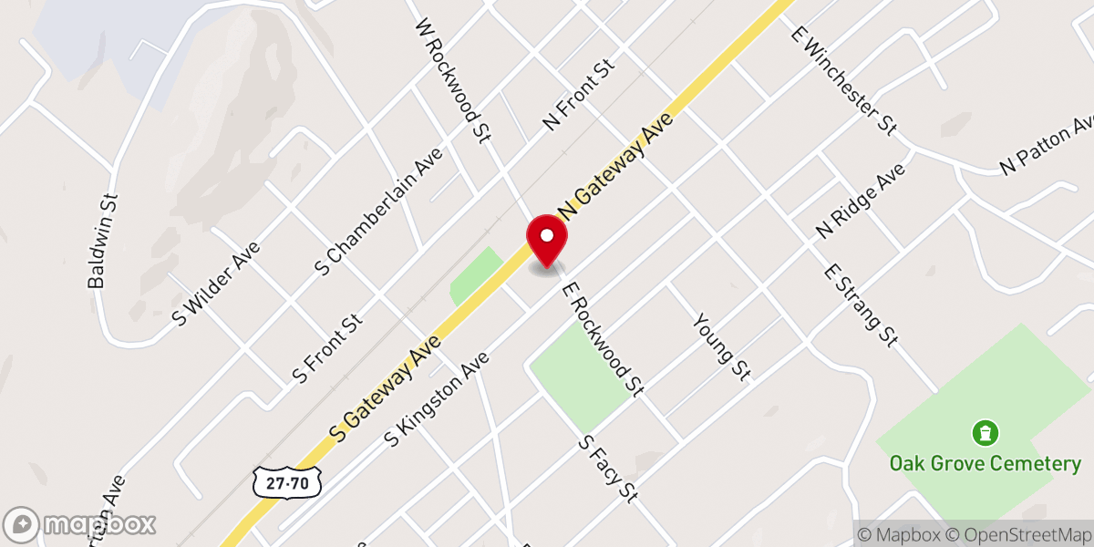 Map showing location of Gateway Baptist Church