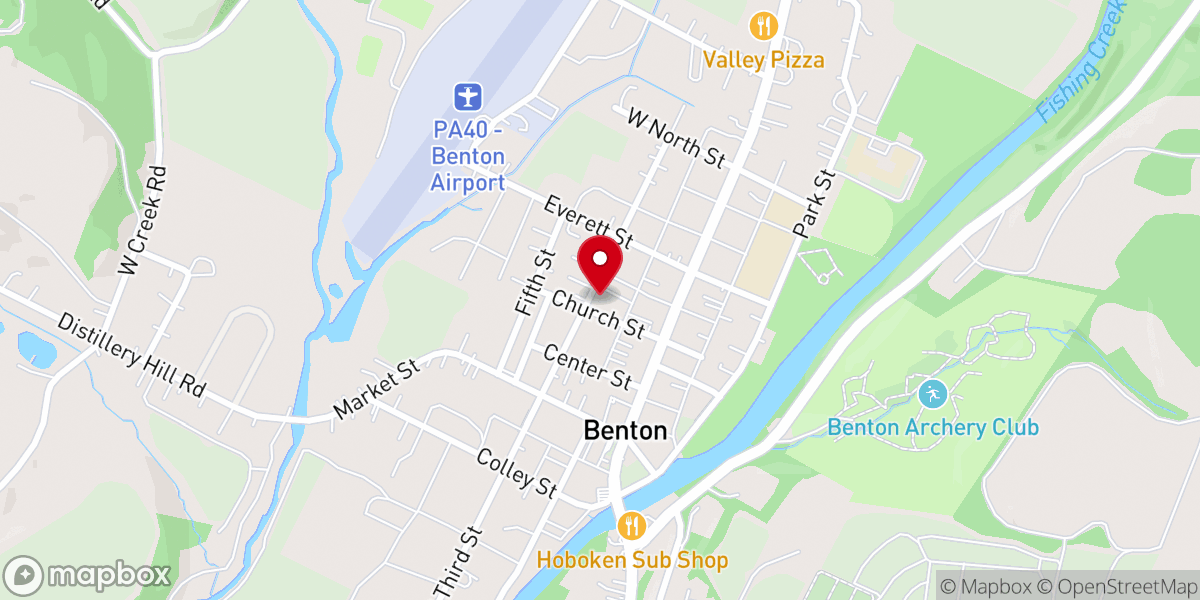Map showing location of Benton Christian Church