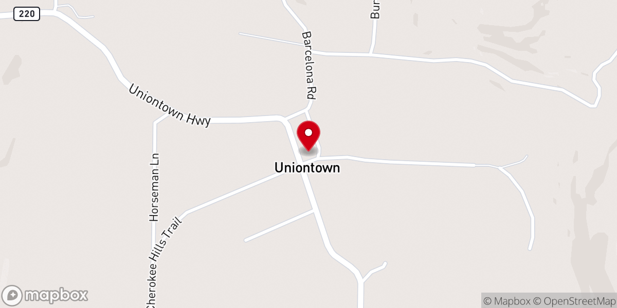 Map showing location of Uniontown Baptist Church - Food Distribution Center