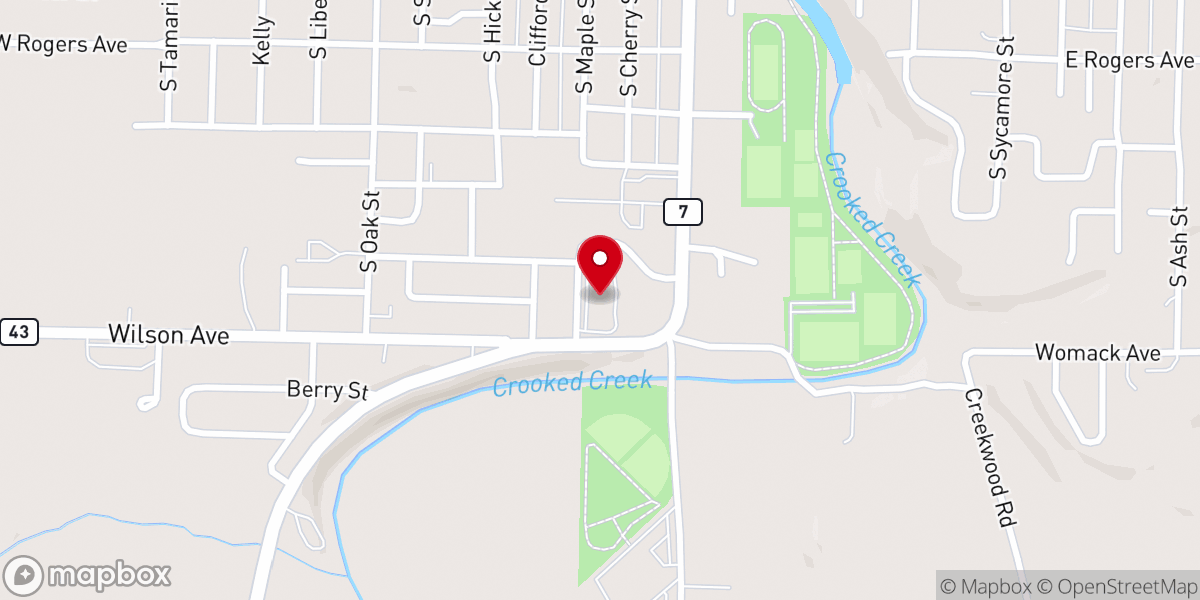 Map showing location of First Presbyterian Church of Harrison