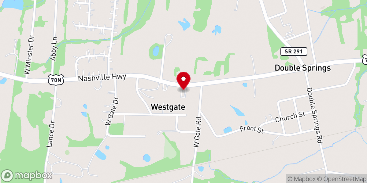 Map showing location of Double Springs Baptist Church