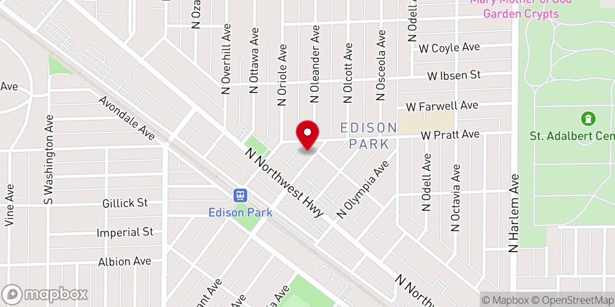 Map showing location of Edison Park United Methodist Church