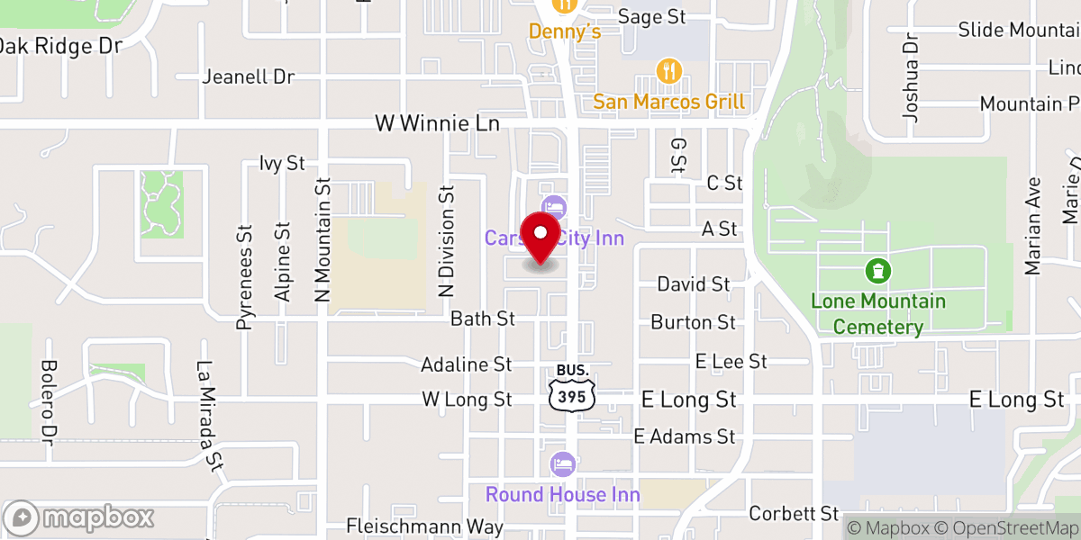 Map showing location of Ministerio Palabra de Vida Carson