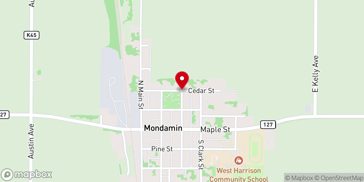 Map showing location of United Methodist Church of Mondamin