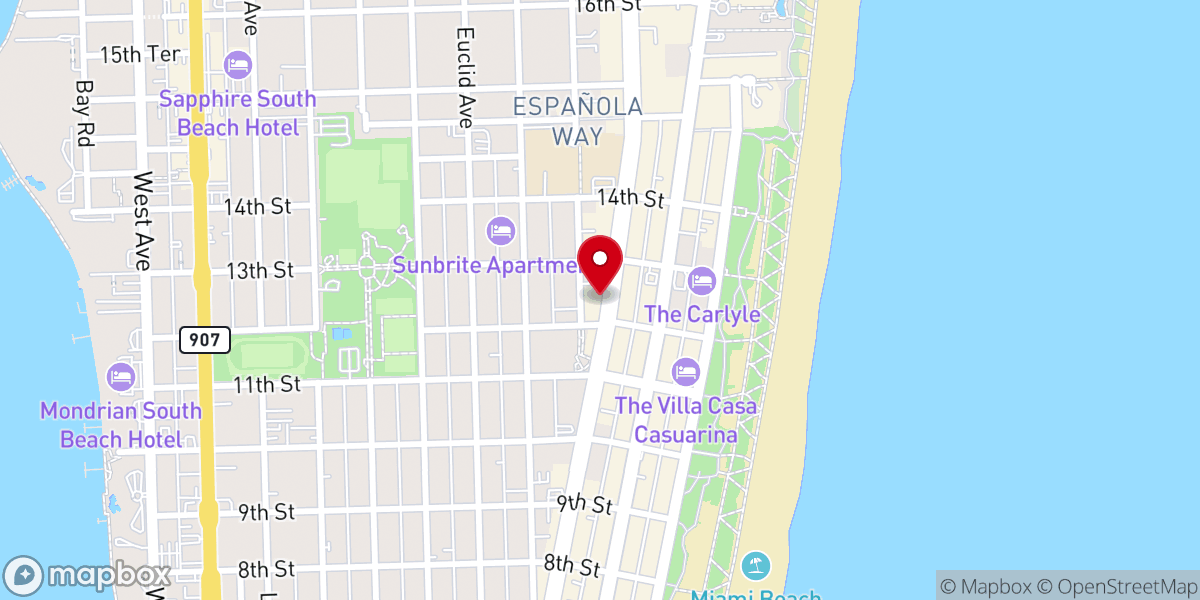 Map showing location of South Beach Fellowship